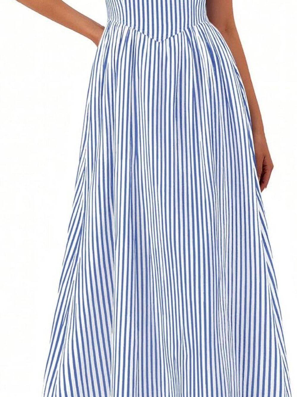 PRETTYGARDEN Blue Striped Maxi Dress M - Picture 8 of 10